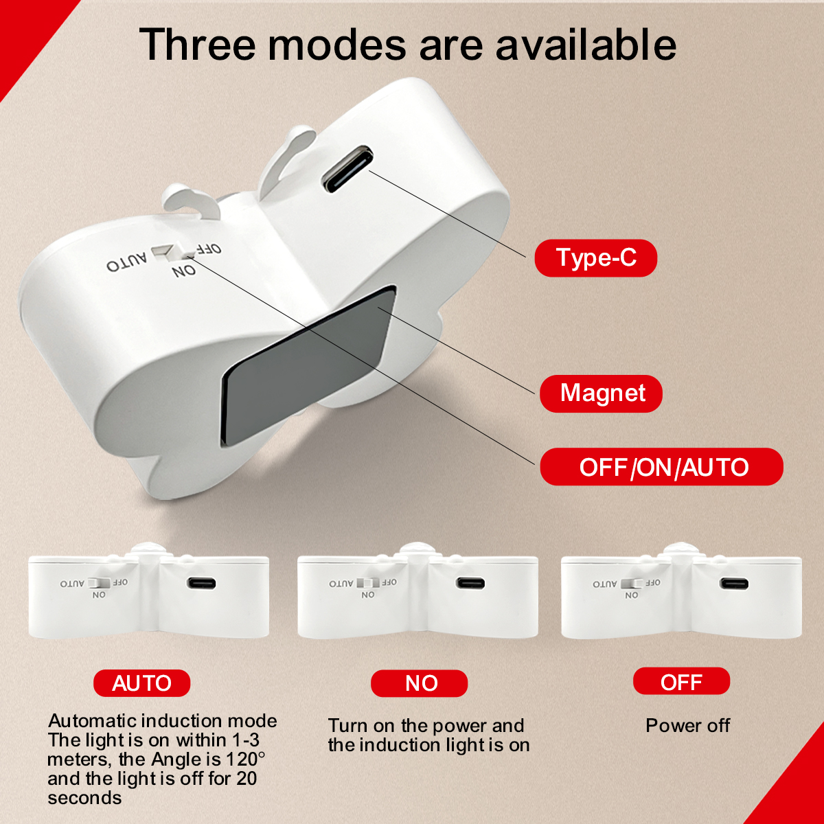 HCP258  蝴蝶三色人体感应灯